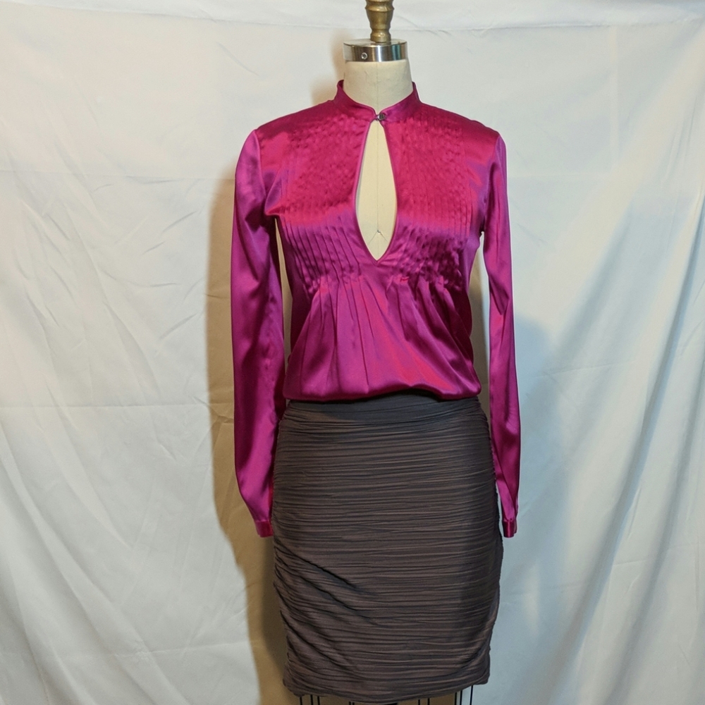 Theory silk keyhole blouse